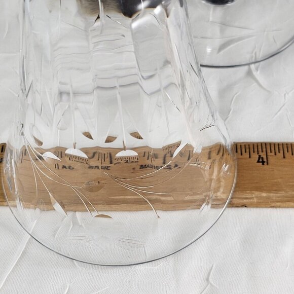 2 Seneca Elegant Optic Cut Floral Vines Wine Goblets 8" vintage stem leaves - Picture 13 of 14